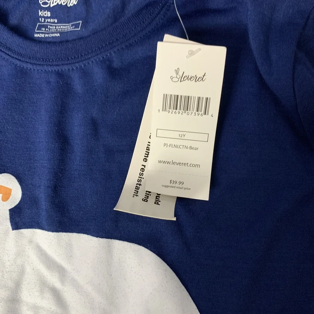 Leveret Pajama Top 12 Kids Blue Elephant Print NWT Cozy‎ Comfy Sleepwear